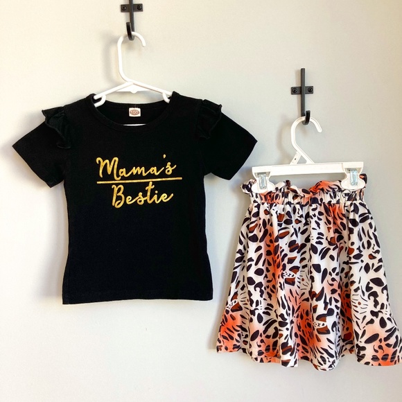 Toddler Girls (3T) Mama’s Bestie/Animal Print Outfit - Picture 1 of 9
